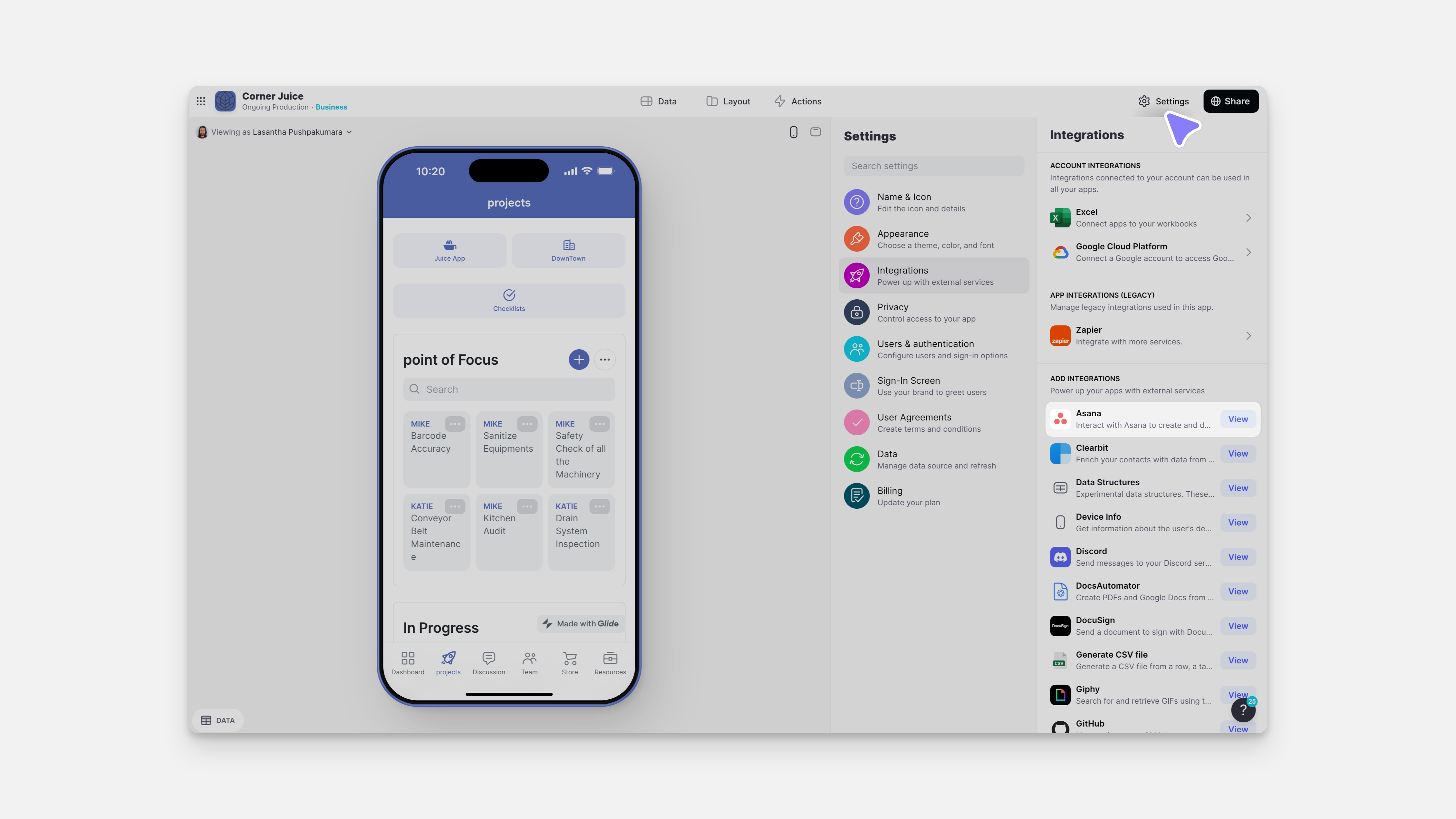 Adding the Asana Integration